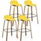 Modern Set Of 4 Barstools 30Inch Pub Chairs W/Low Back And Metal Legs Yellow